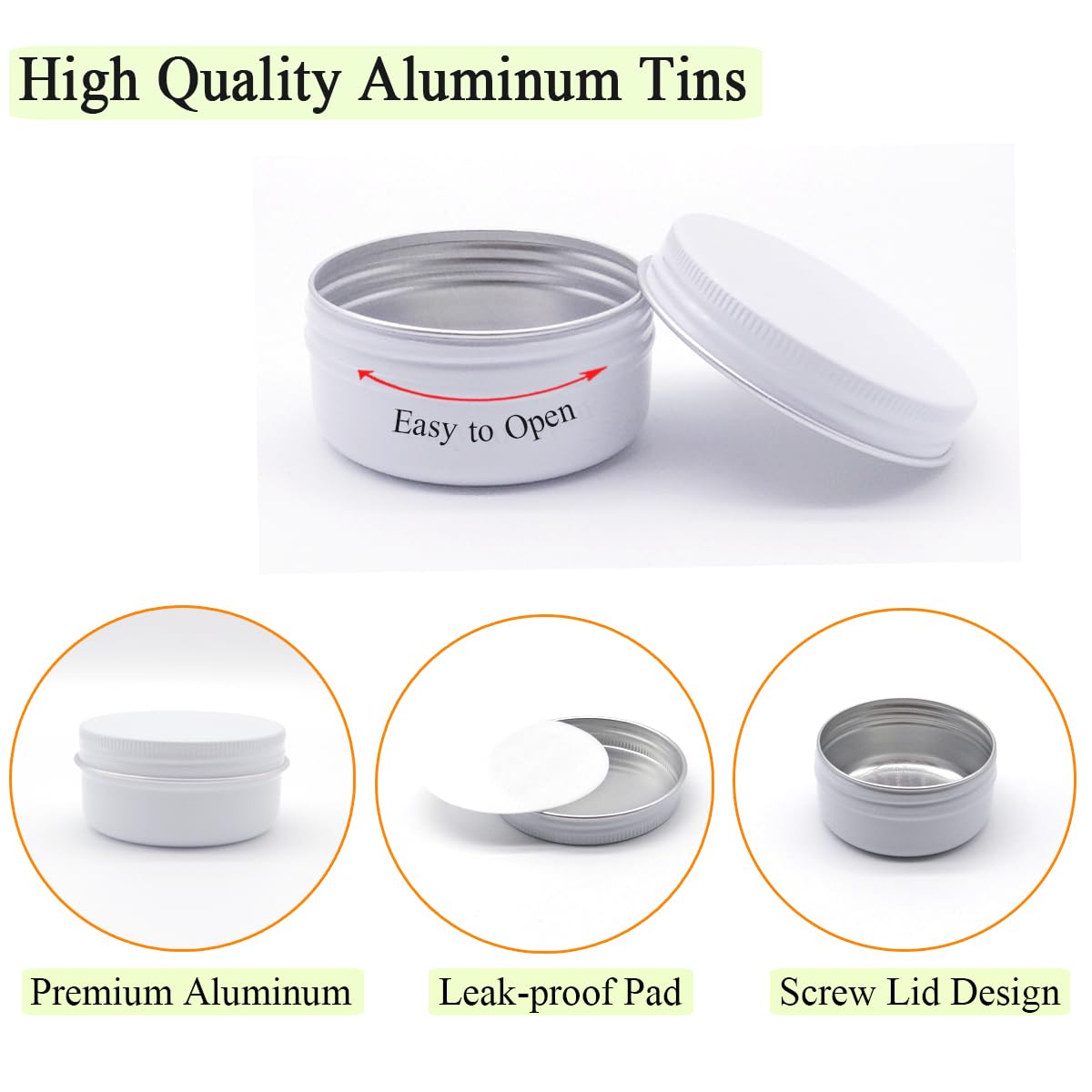 Wopanxye 10pack 50ml Aluminum Tin, 50 Gram White Container Leak Proof Cosmetic Jars - Image 4