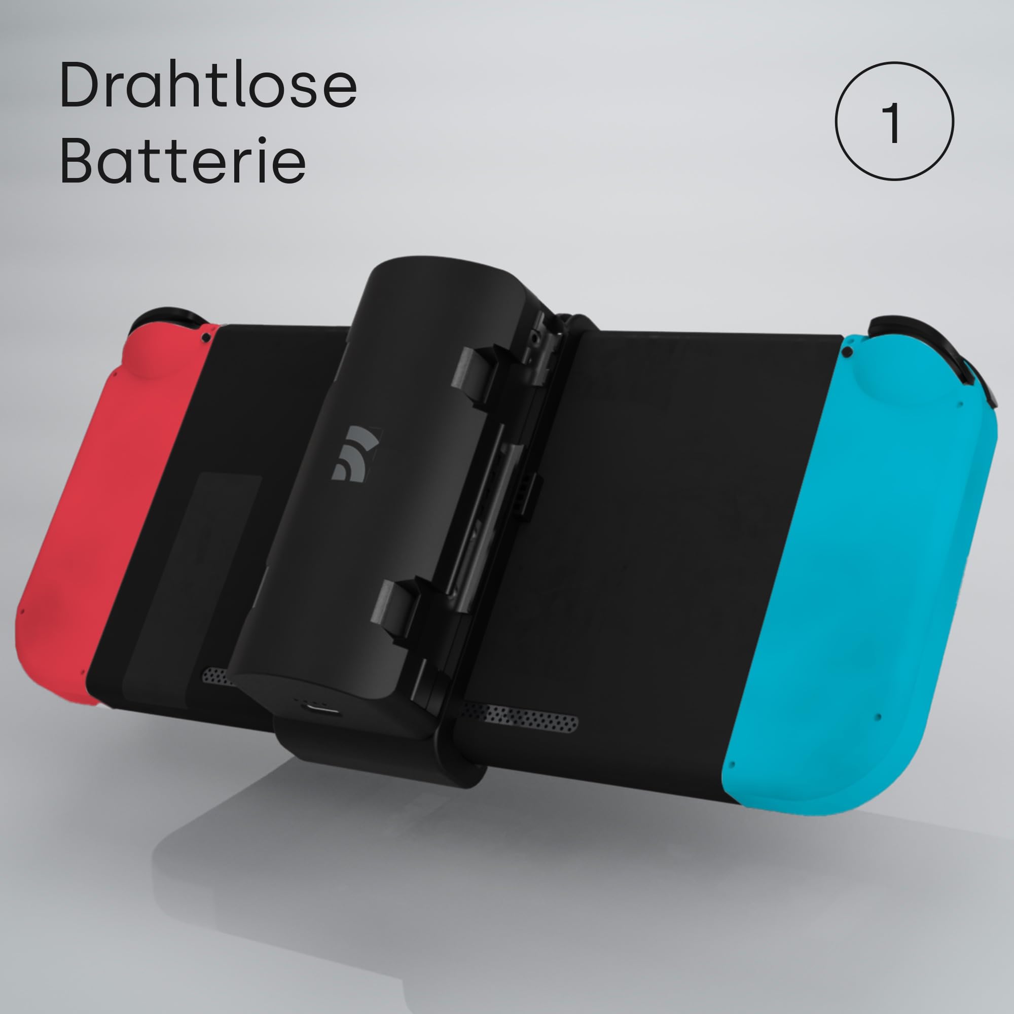 Remotto Enerjoy Go - Tragbares Ladegerät für Nintendo Switch & OLED, Powerbank 5.000 mAh, Akku 3-in-1: Kabelloses Laden, Controller-Modus und Ladestation Joy-Cons, Switch-Zubehör