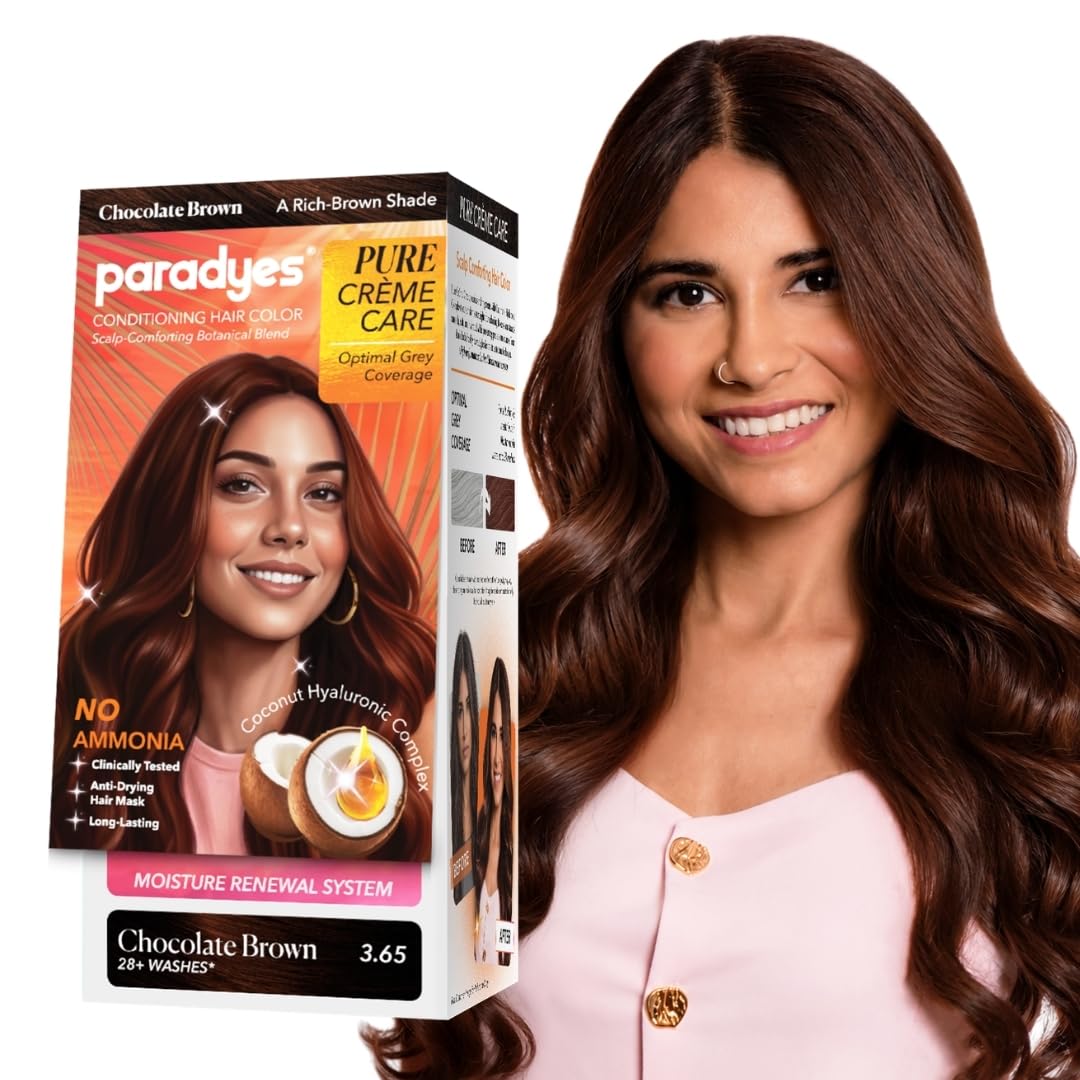 Paradyes Pure Crème Care No Ammonia Hair Color Chocolate Brown 3.65 | Long-Lasting Crème Formula | Grey Coverage | Coconut Milk + Almond Oil + Hyaluronic Complex | Smooth & Shiny Finish | 120g+40 ml-image-13