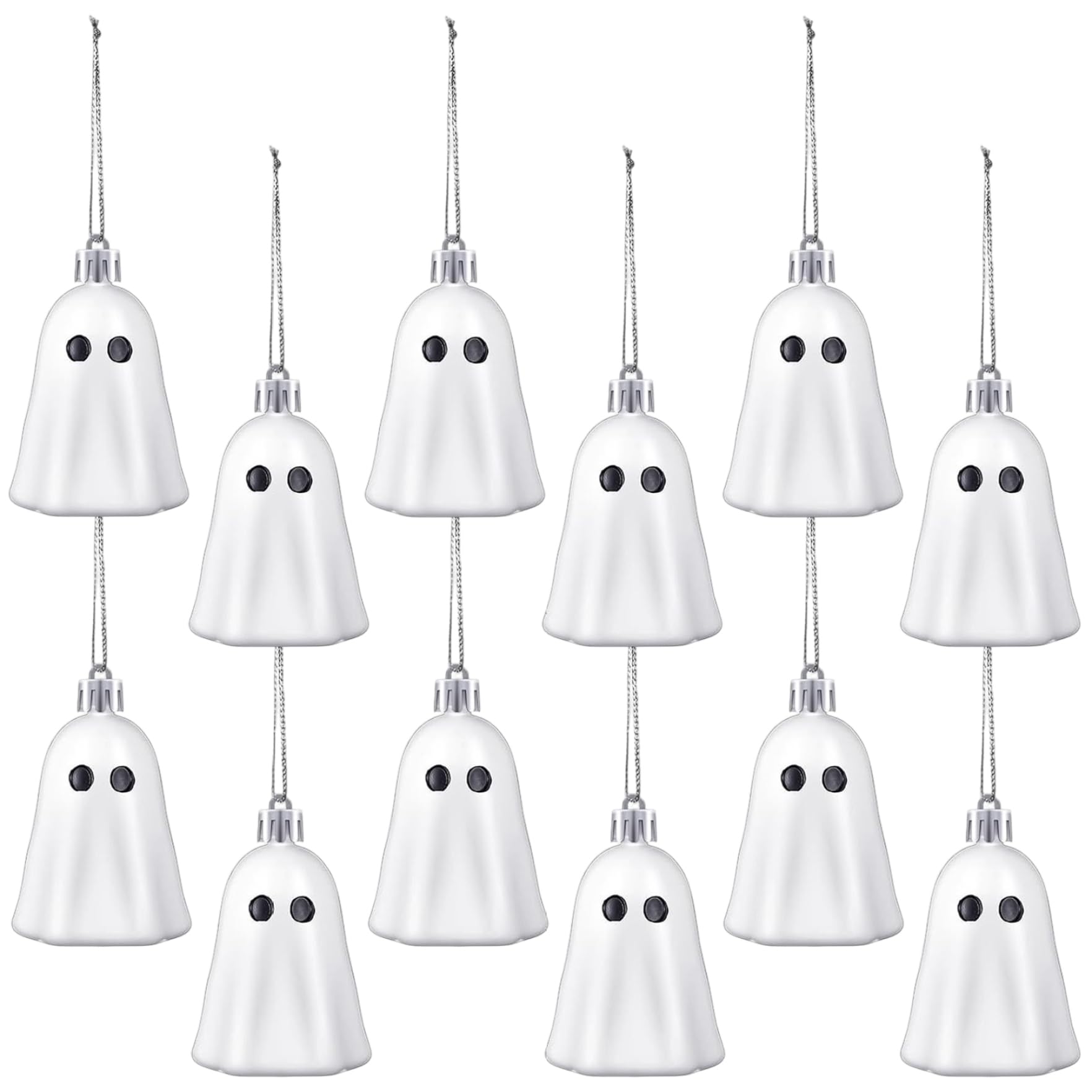 CAKEEYUM 12Pcs Halloween Decorations Hanging Cute Ghost Decor Resin Decorative Mini Ghost Ornaments for Halloween Home Tree Party Supplies