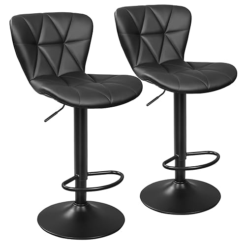 Bar Stools Set of 2, Adjustable Swivel Bar Chairs with