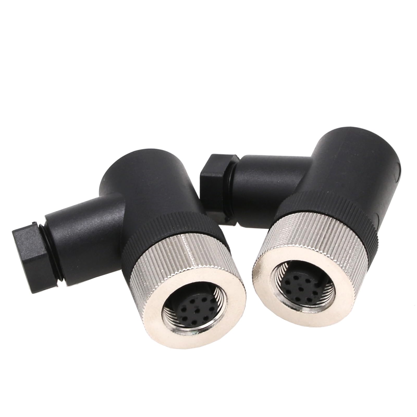 M12 8 Pin Female Connector, 12mm A Code IP67 30V 2A AC/DC Industrial Circular Connector, Unshiled Field Assembly Wireable Sensor Right Angle 2pcs