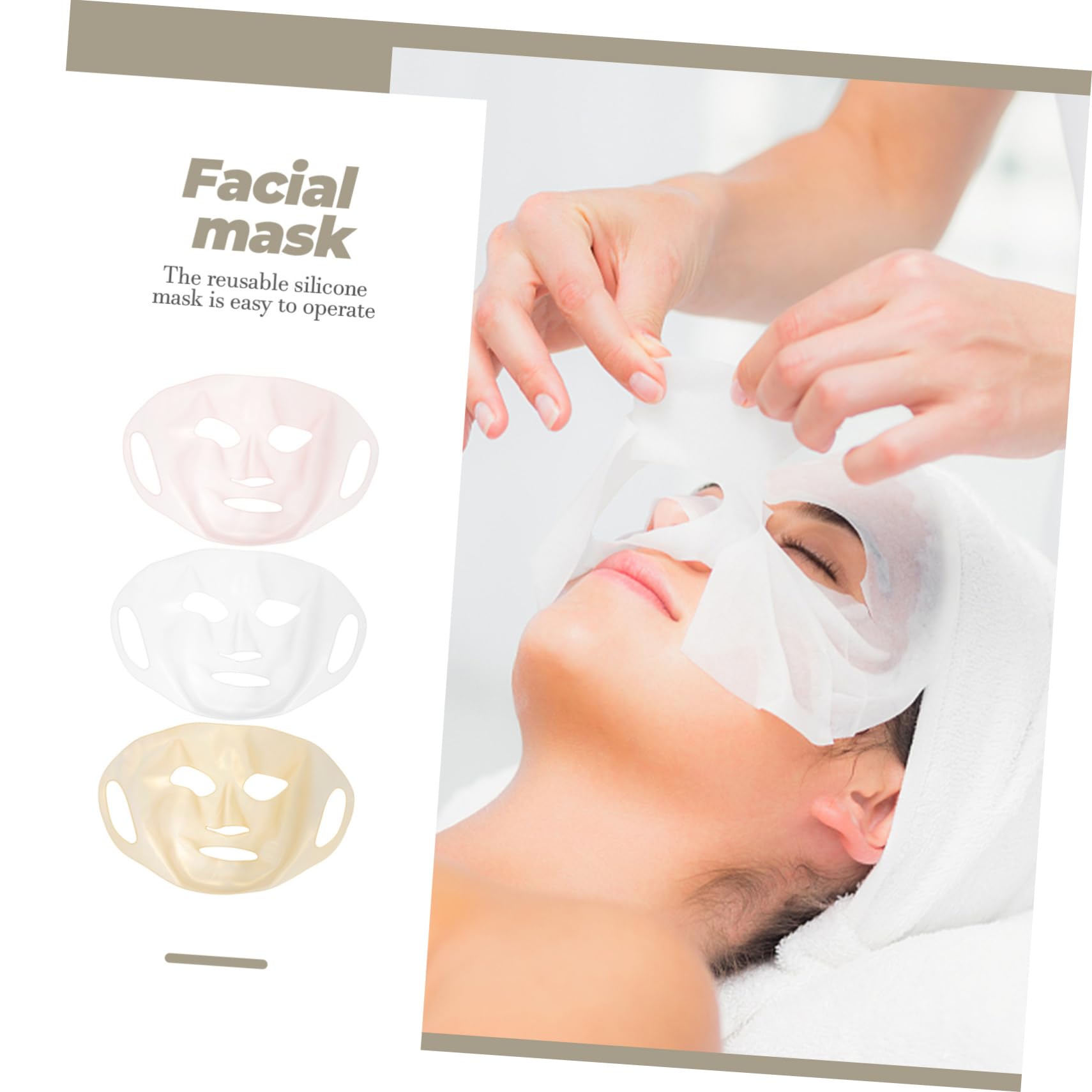 5 Set Maschere Visage Silicone Riutilizzabili Copertura Idratante Per Bellezza E Comfort Per Uso E Trattamenti Bellezza 3 Pezzi * 5