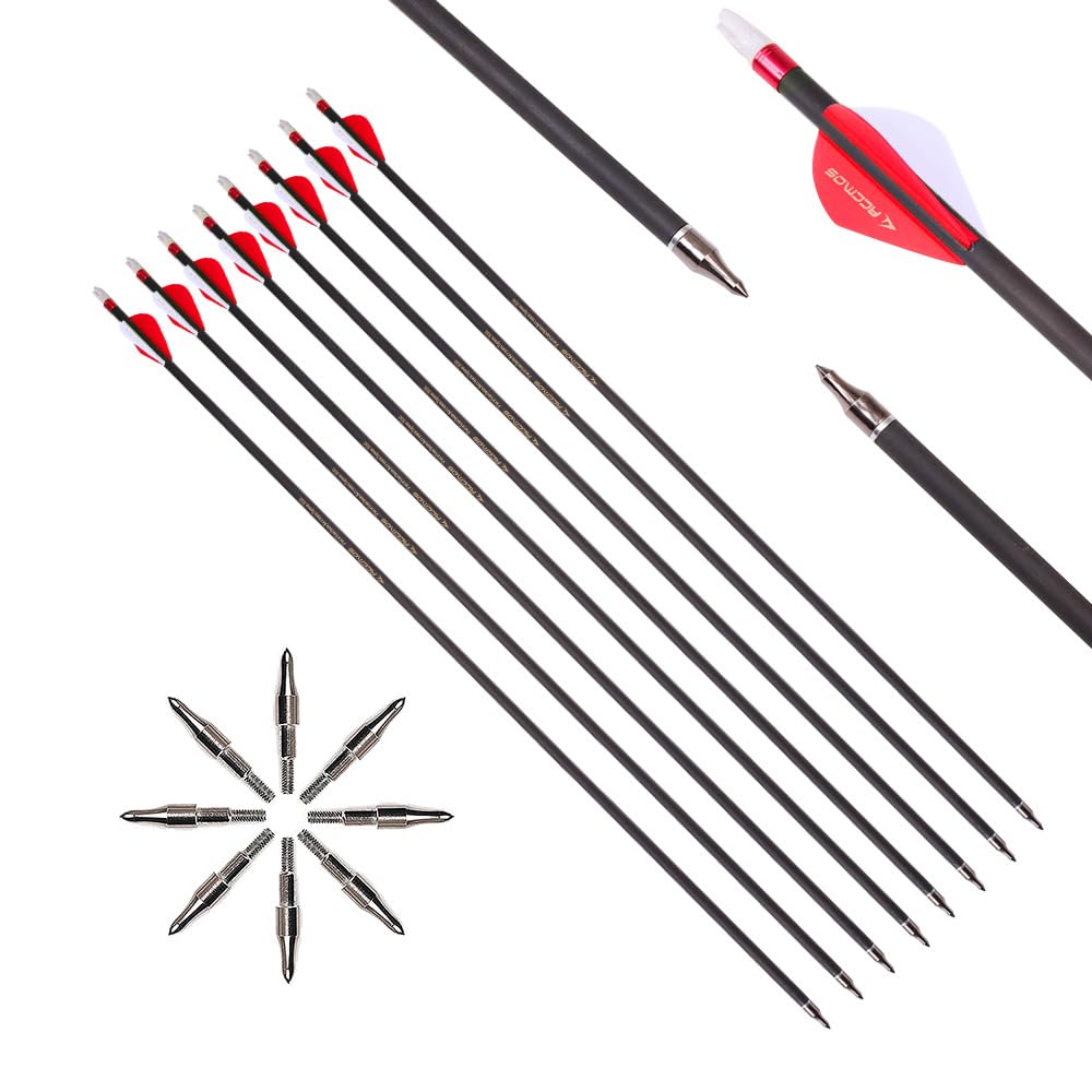6/12pc Lunghezza Personalizzata Frecce in Carbonio 300/350/400/500/600/700/800 Spine 2" Piume di Plastica Freccia per Bersagli Freccia da Caccia per Arco Ricurvo Arco Composto Tiro con L'Arco