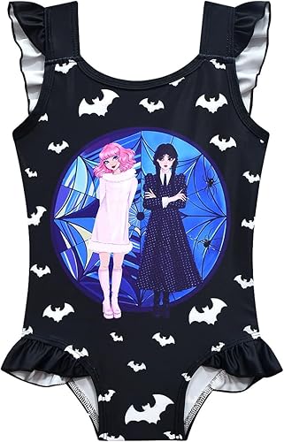 Nitaemilwe Vestido negro para niñas, disfraz familiar, disfraz de fiesta de cosplay para 5 a 12 años