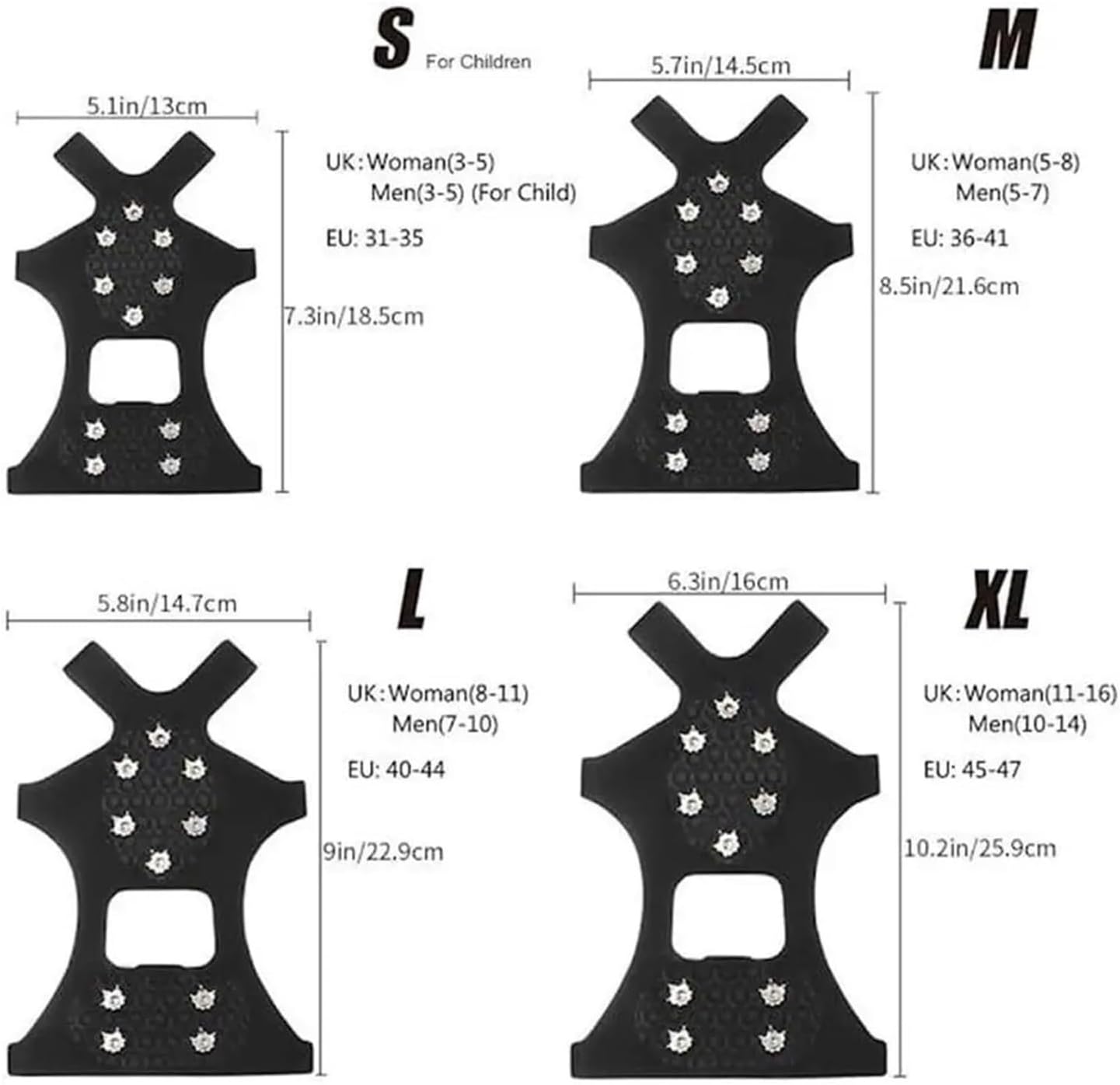 Snow Cleats for Shoes Ice Cleats for Shoes and Boots 3 Pair Climbing Shoe Accessories Spikes Anti Slip Crampons Overshoe