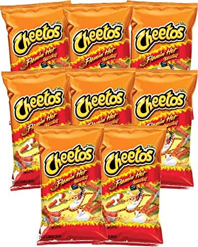 Cheetos Flamin Hot' Crunchy Cheese Snacks, 2 ounce bags (Pack of 8)