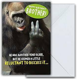 Happy Birthday Card Brother, Reluctant, Brother, Greetings Card, Brother Birthday Cards, Funny Birthday Card
