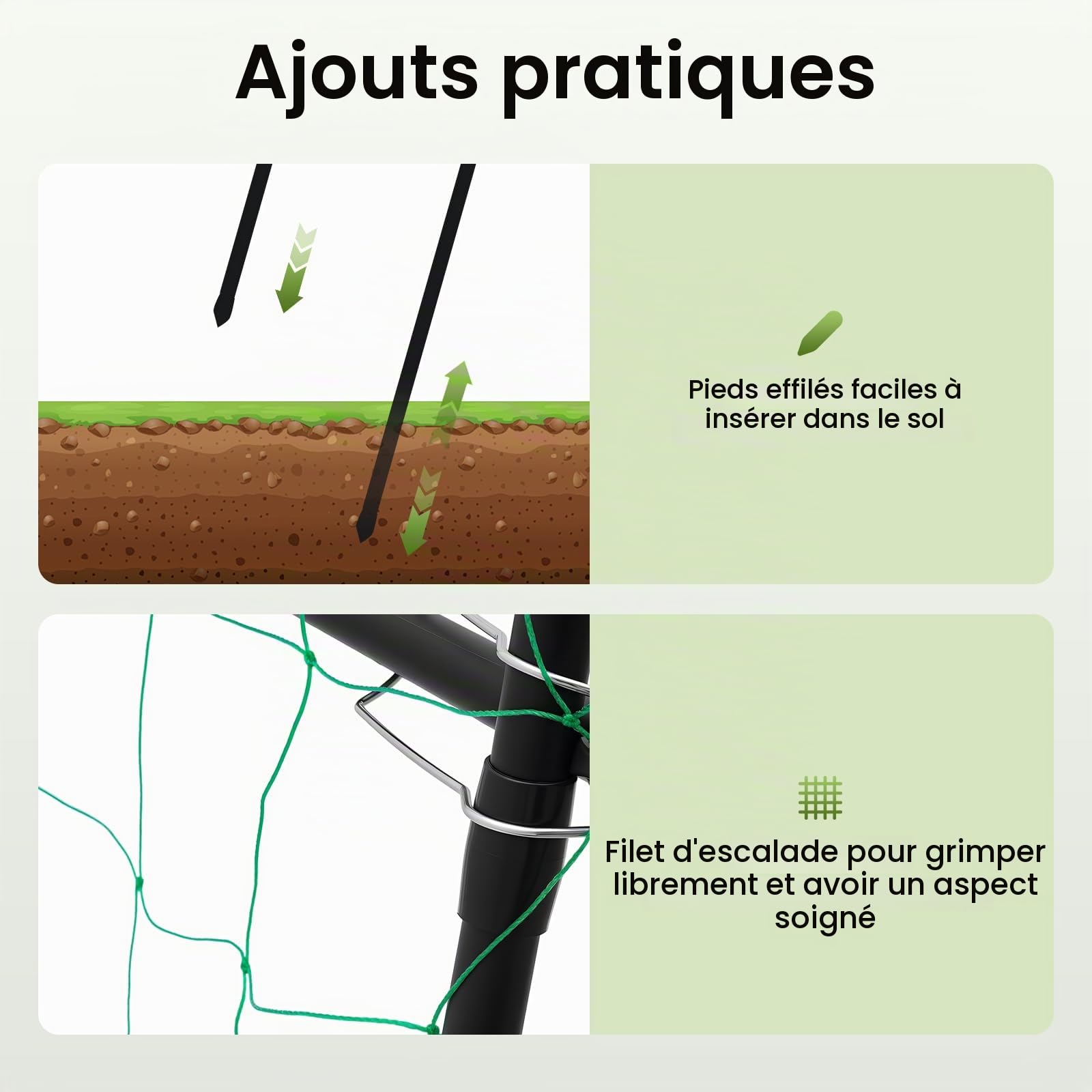 Arche à rosiers en métal solide - Treillis métallique - Arche de jardin - Grille pour plantes grimpantes - Pour jardin et potager - Capacité de charge : 35 kg - 1,15 x 1,83 x 2,3 m