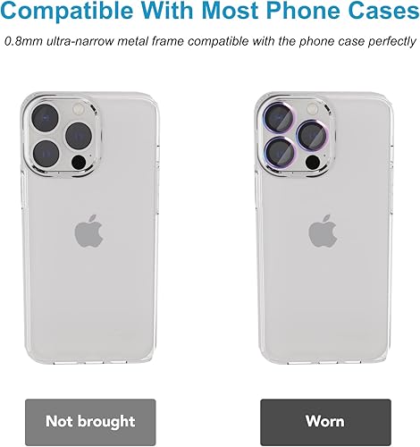 Miniatura 5 de Azul Cubierta completa de metal + protector de lente circular de vidrio templado para iPhone 14 Pro14 Pro Max, funda de pantalla de lente de cámara