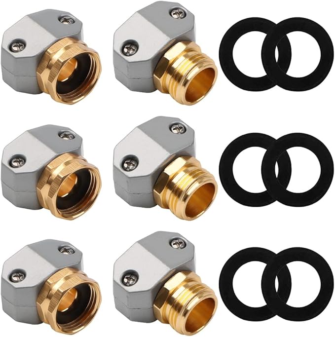 "N/A" 6 Pack Garden Hose Repair Fittings with Clamps