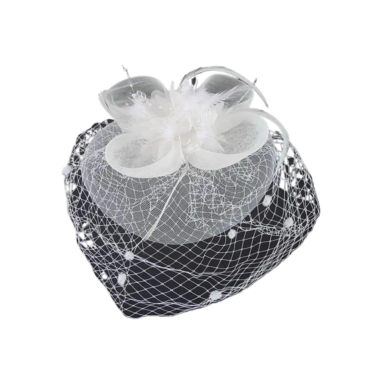 UALXPAO Wedding Hats Bridal Headdress Retro Hairclip Cocktail Party Headwear for Tea Party,Weddings(White)
