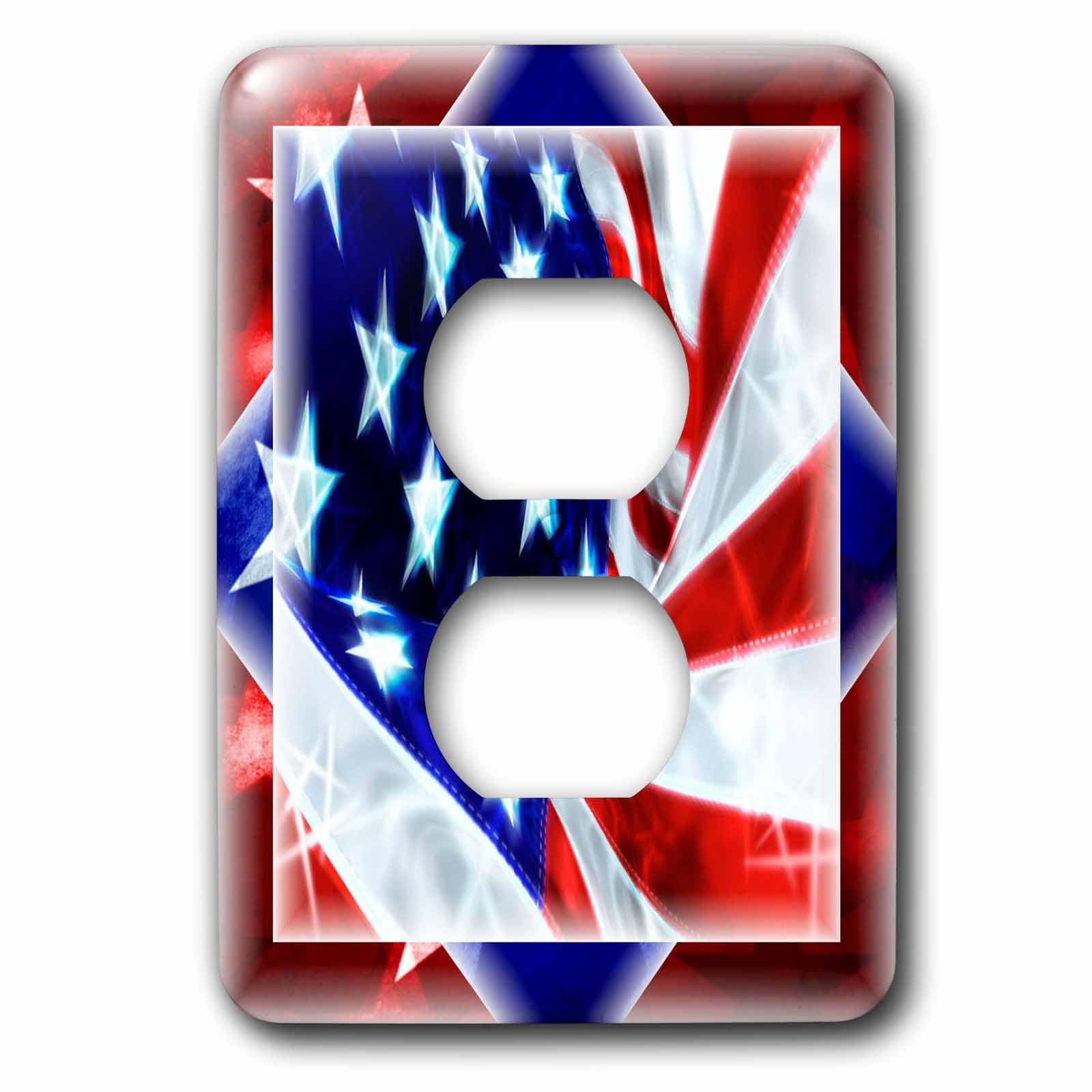 Drapeau USA double prise 3dRose installé dans un salon style loft vintage