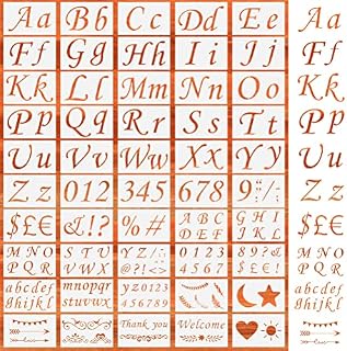 50Pcs Reusable Stencils, Plastic Letter Stencil for DIY Scrapbooking Painting Drawing Craft Accessories with Assorted Styles Case Letters & Numbers & Signs & Pictures