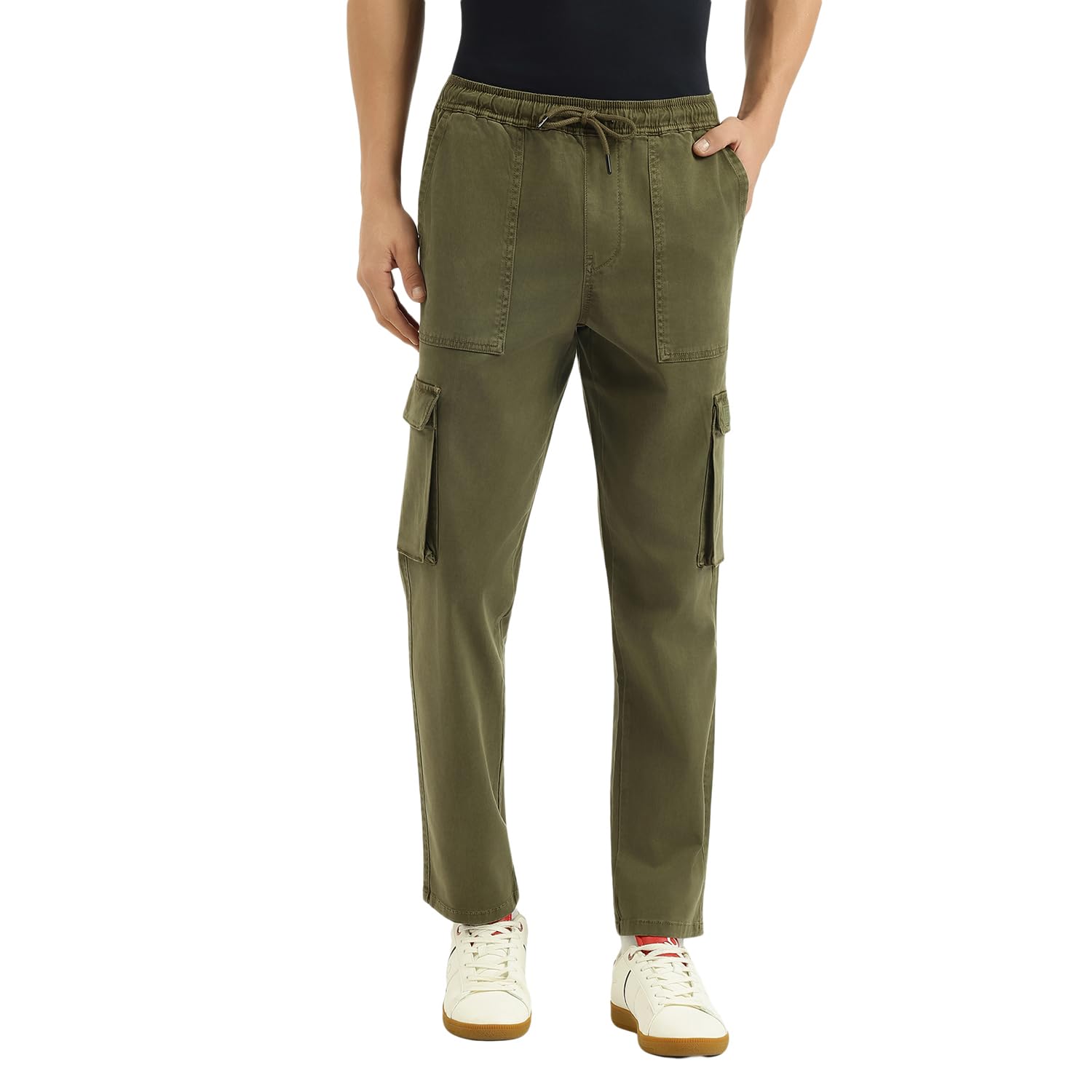 Solid Relaxed Fit Cargo Pants-image-8