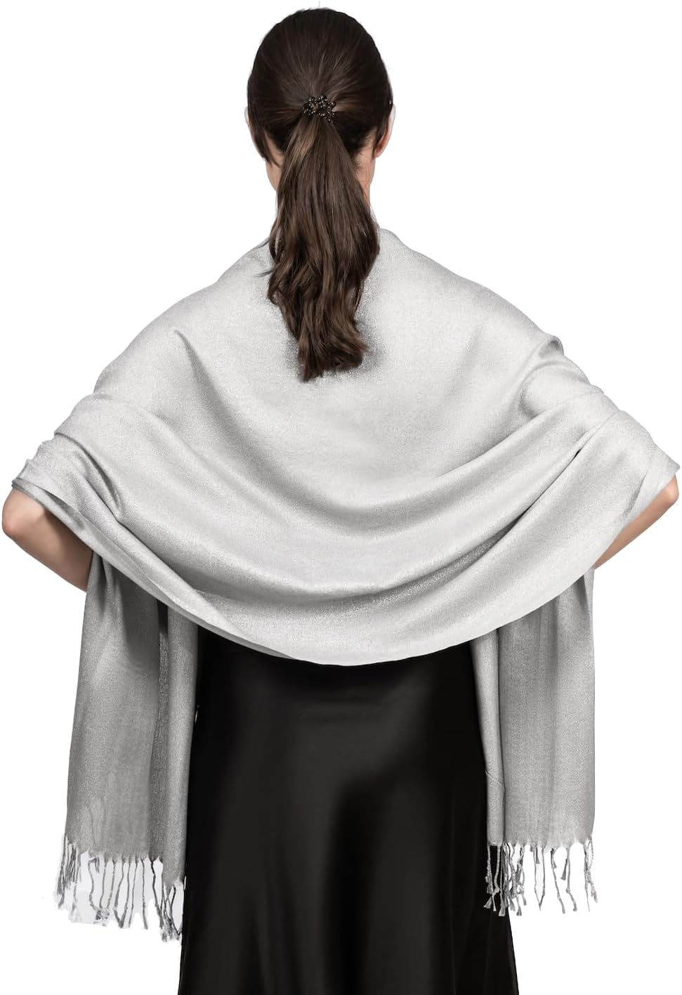 Achillea Sparkly Metallic Pashmina Shawl Wrap for Women – Elegant Scarf for Evening Dresses, Wedding Guests & Party Outfits - Image 8