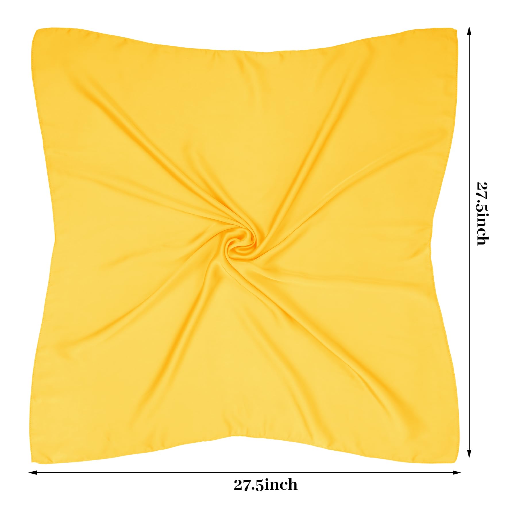 Pistha Satin Scarf Square Scarf Neck Hair Scarf Handkerchief Bandanas for Women Men Girls Boys Costume Accessory 27.5 inch: Yellow