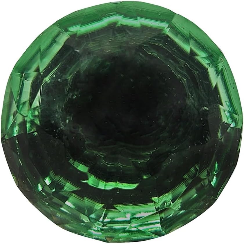 Treasure Gurus Victorian Era Style Green Stained Cut Glass Knob Cane Wooden Shaft Men Women Walking Stick