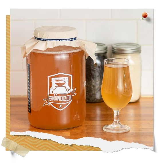Fermentaholics Kombucha Brewing Starter Kit USDA Certified Organic SCOBY & Tea, Complete Home Kombucha Making Kit with Culture, Kosher Certified