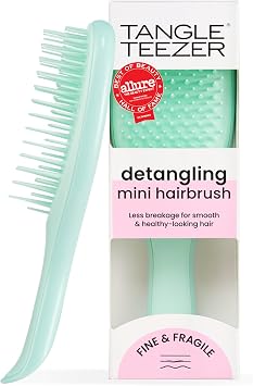 Tangle Teezer Mini Ultimate Detangler Fine and Fragile - For Wet & Dry Hair - Detangling Brush for Thin & Fine Hair - Perfect Brush For Kids & Travel - Jade Lagoon