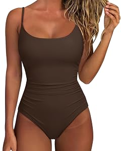 SUUKSESS Women One Piece Tummy Control Swimsuit Crisscross Backless Bathing Suit