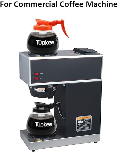 Miniatura 5 de Tupkee Cafetera de repuesto de vidrio  Jarra de decantador de restaurante comercial resistente a los golpes, 64 onzas, 12 tazas, juego de 2  1 negro