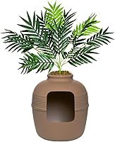 Vista 29 de Good Pet Stuff Caja de arena oculta para gatos con planta artificial, maceta cuadrada decorativa para patio, control de olores con filtro de carbón