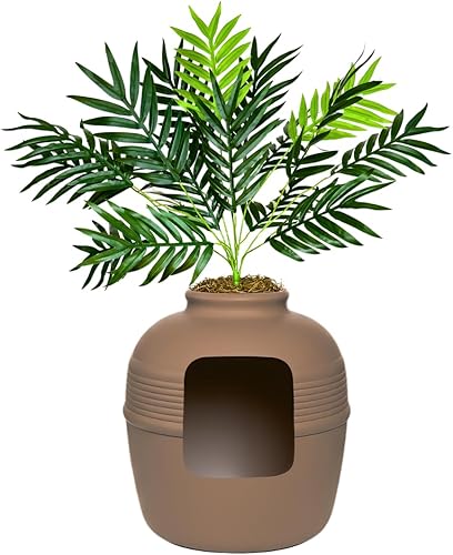Miniatura 29 de Good Pet Stuff Caja de arena oculta para gatos con planta artificial, maceta cuadrada decorativa para patio, control de olores con filtro de carbón