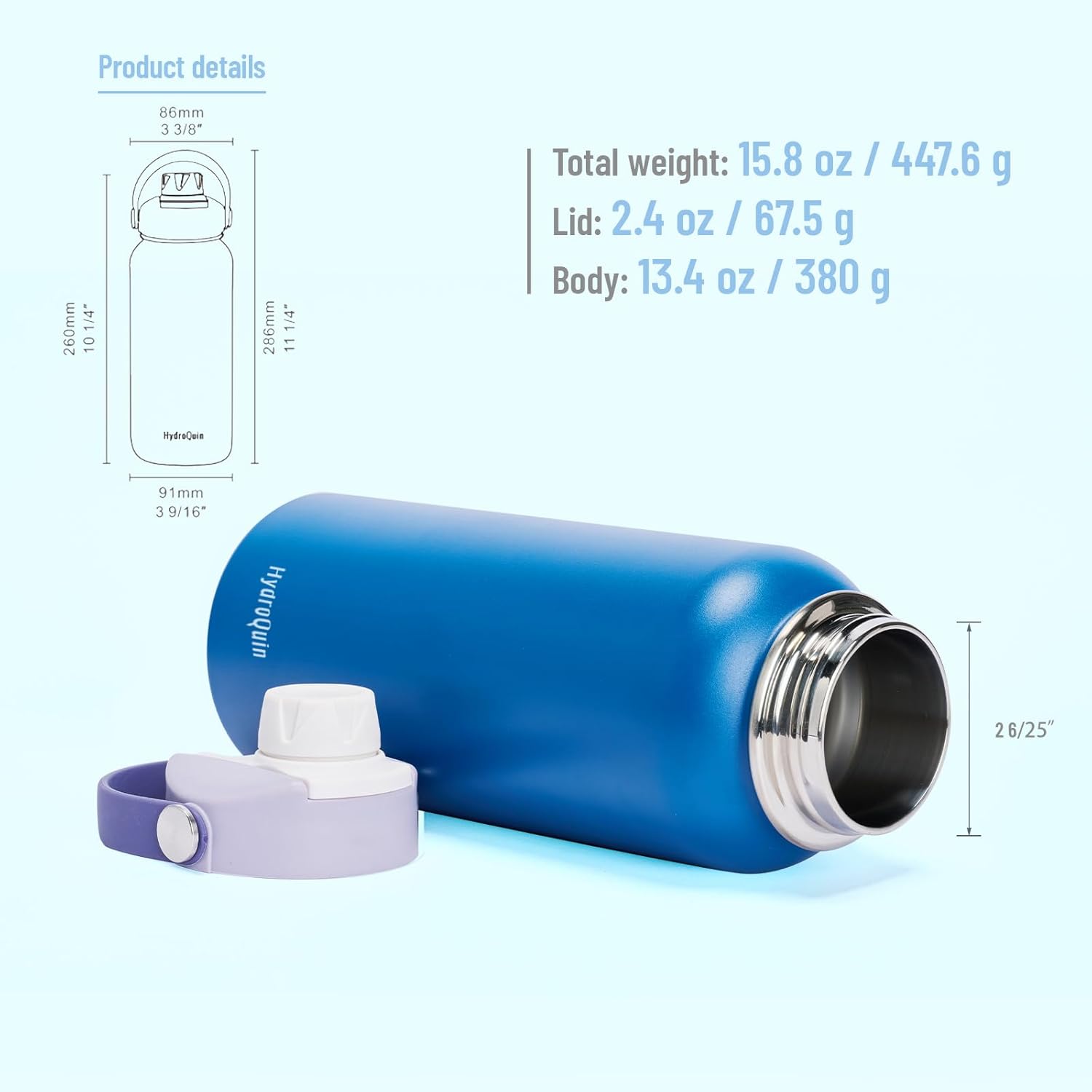 32oz Water Bottle with Comfort Grip Handle, Gym Water Bottle, Insulated Steel Water Bottle with Wide Mouth, No Straw - Image 6