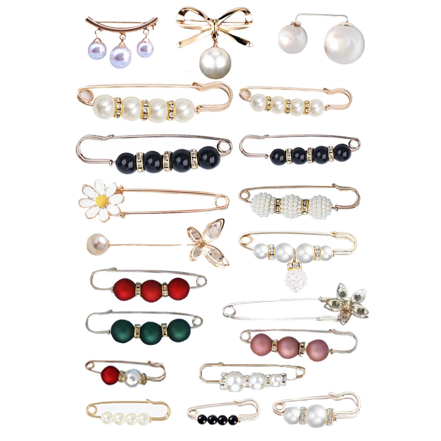 SYGA 20 Pcs Safety Pins Adjustable Fashion Waist Pin Women Trousers Pearl Brooch Collar Pin Pin Buckle Waist Pants Garment Apparel Accessories - N46 (B0B3RMFS5H) Amazon Price History, Amazon Price Tracker