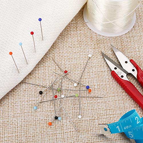 500 Pcs Ball Point Sewing Pins for Fabric, 1.5 Inch/38mm Straight Pins Sewing, Glass Head Sewing Pins with Colored Heads, Straight Pins for Sewing with Big Heads Crafts, Quilting, Jewelry YLYL