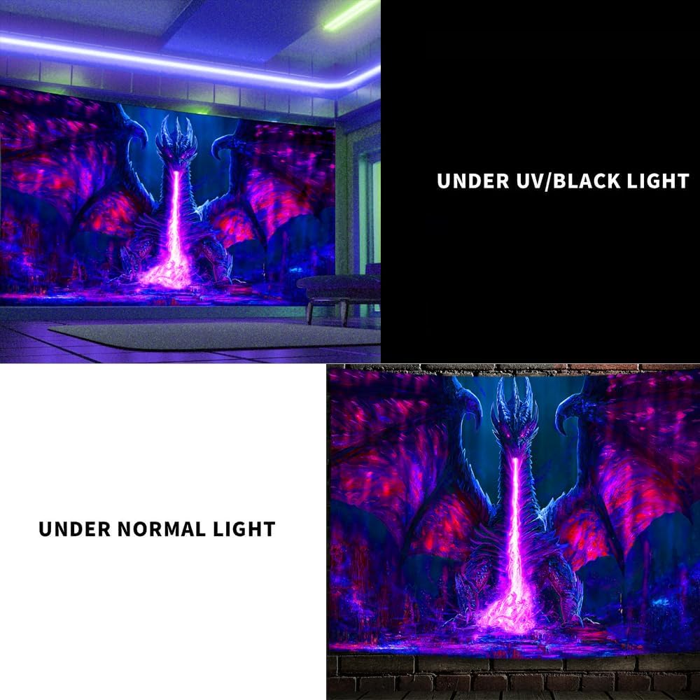 ADDWel Evil Dragon Blacklight Tapestry, UV Reactive Glow in the Dark Post image 2