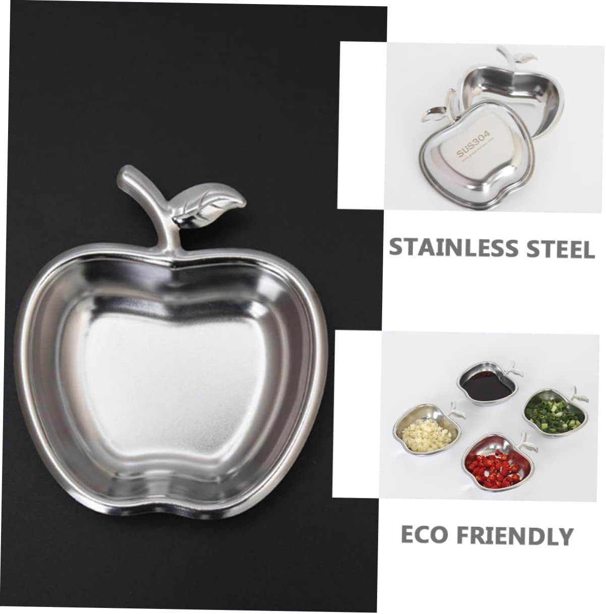 2pcs Stainless Steel Sauce Plates Small Seasoning Dishes for Condiments Dipping Sauces and -grade Material Easy to Clean Adorable Design