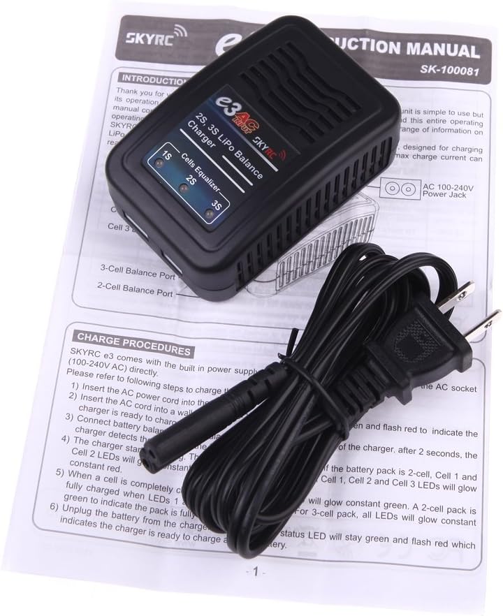 SKYRC SK-100081 E3 aC Input 2S 3S Lipo Battery Balance Charger For RC Batterys US Plug(SKYRC SK-100081 E3,2S 3S Balance Charger,Lipo Battery Charger)