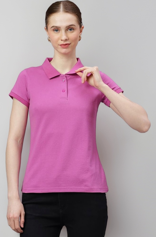 Wear Your Opinion Womens Polo Collar Neck T-Shirt Top (Design: Solid)