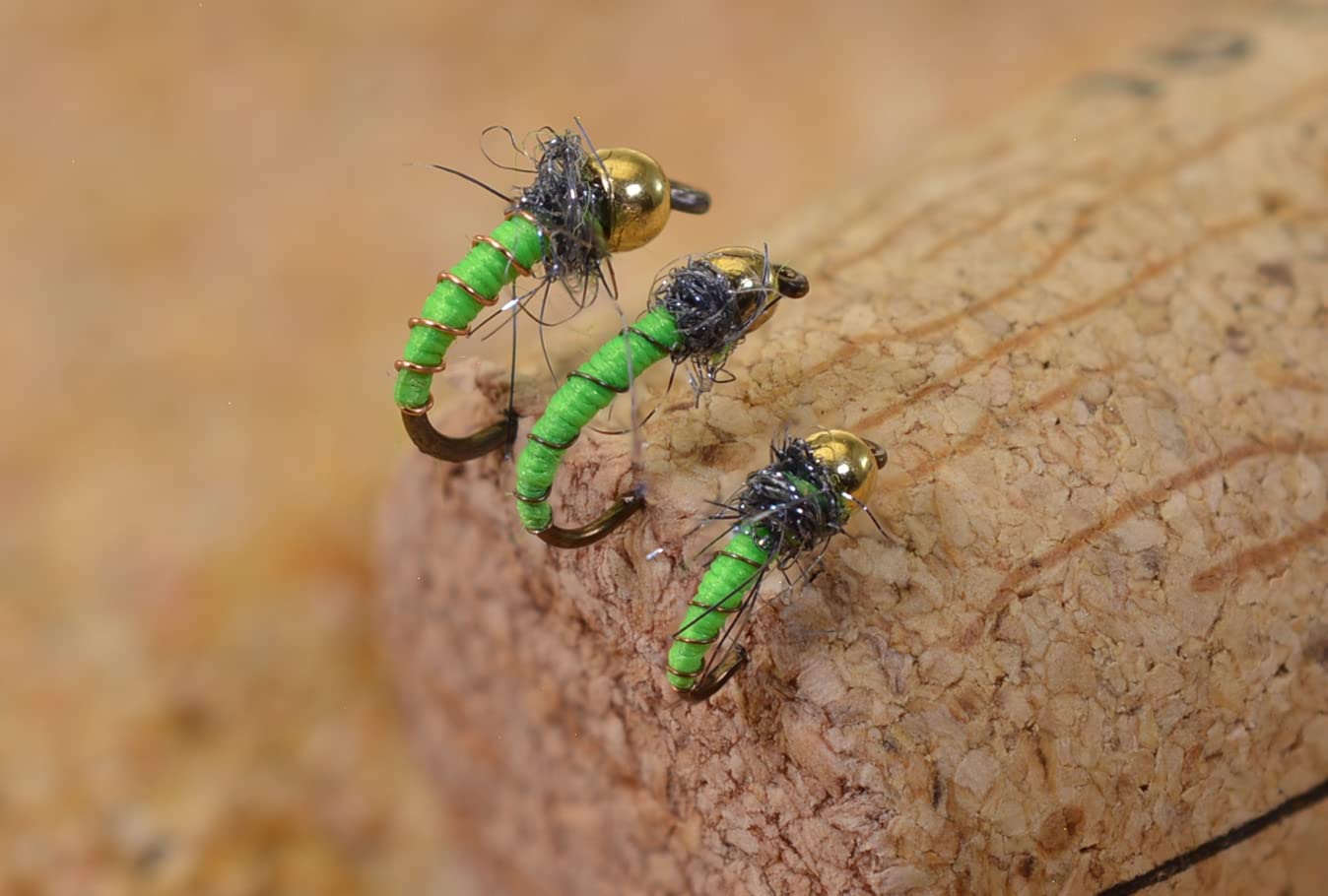 12 Flies Beadhead Caddis Larva Fishing Flies - Mustad Signature Fly Hooks