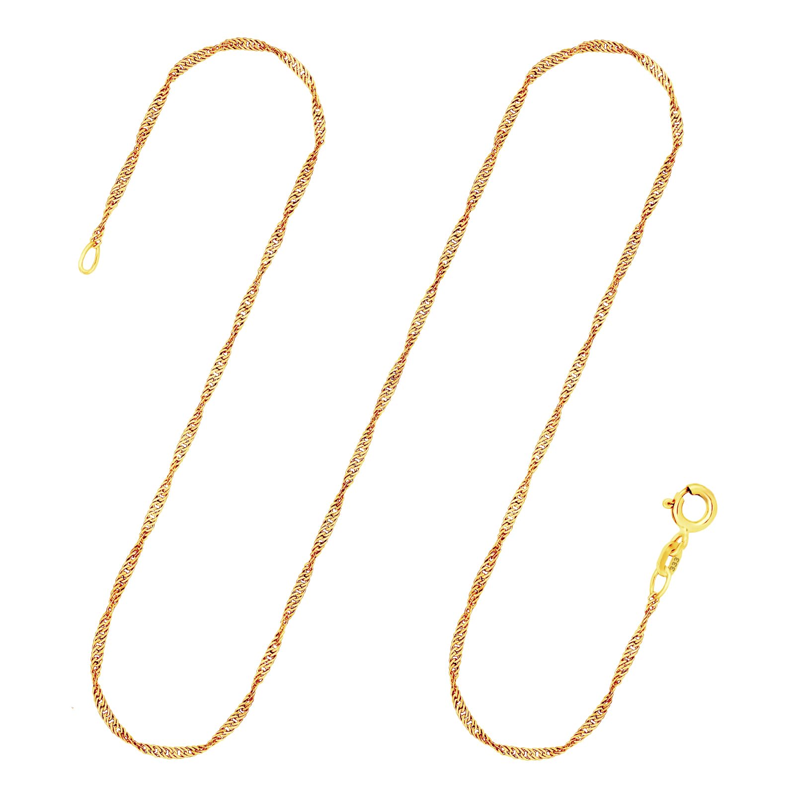 EDELIND Singapurkette Gold 1,4 mm Goldkette Damen Herren 333 375 585 750 Gelbgold Echtgold Kette ohne Anhänger | Schmuck Geschenkbox