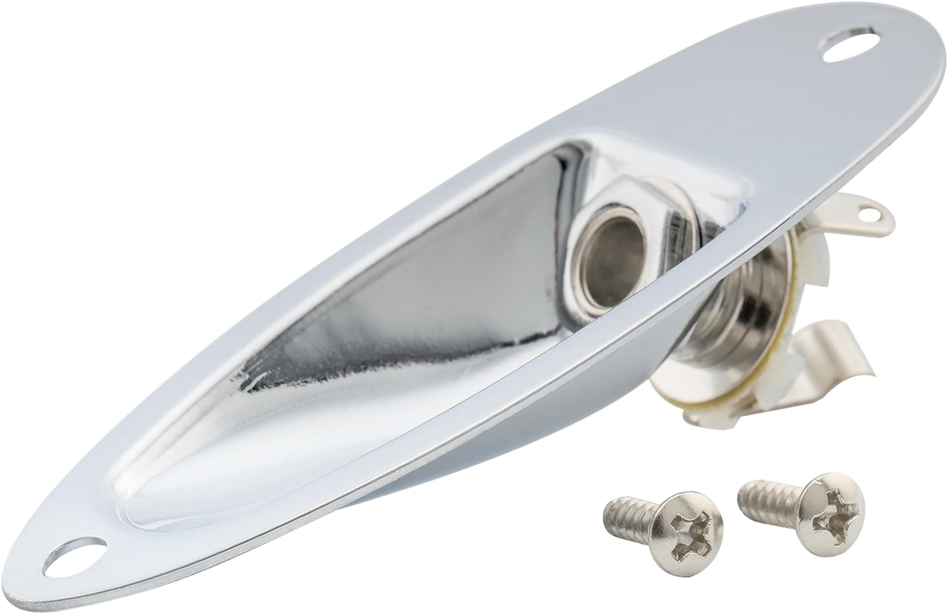 Musiclily 1/4 Inch Boat Loaded Guitar Input Jack Socket Plate Output Jack for Fender Stratocaster Strat ST Electric Guitar Replacement, Chrome