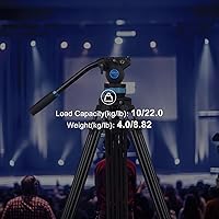 Vista 7 de SIRUI SH-15 Trípode de video de aluminio con cabezal de fluido de 360°, kit de trípode profesional resistente de 61 ″ para cámaras DSLR, carga