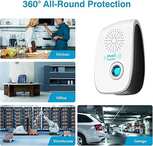 Miniatura 7 de Repelente de plagas ultrasónico dual mejorado 2023 paquete de 12 unidades repelente electrónico de plagas enchufe de control de plagas para insectos