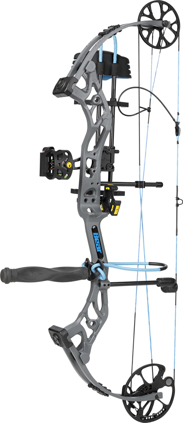 Bear Archery Prowess Ready to Hunt Compound Bow Package for Women and Youth, Left Hand, Gray/Electric Blue
