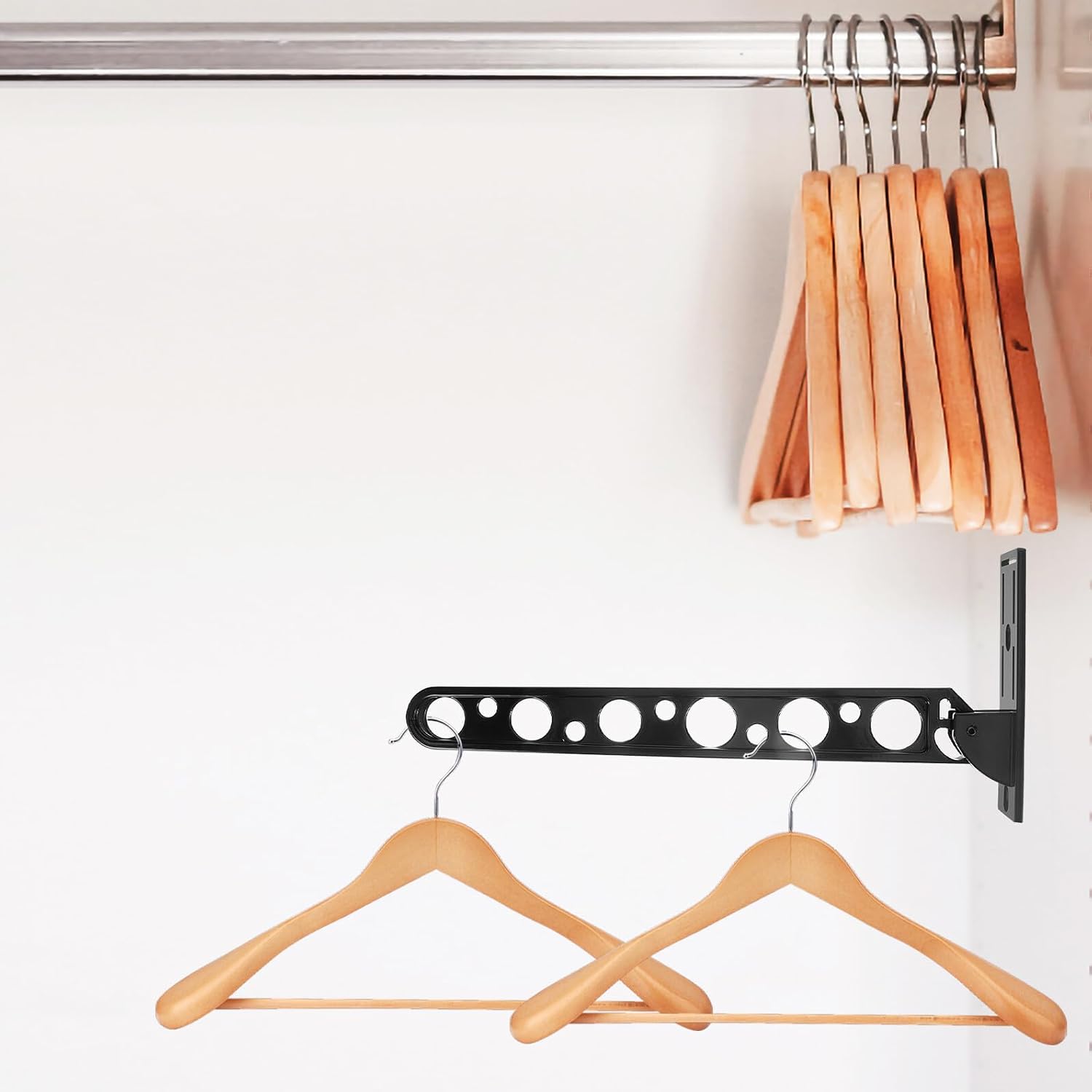 POPETPOP Wall-Mounted Folding Laundry Drying Rack Aluminum Alloy Punch-Free Installation Space-Saving Clothes Hanger for Balcony Bathroom