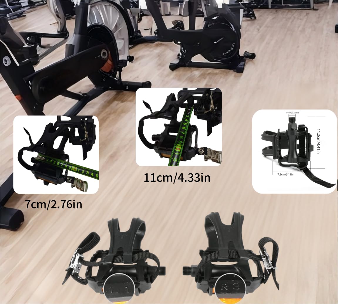 Juego de pedales de clip para dedos de bicicleta con herramientas adicionales, diseño compuesto de nailon no desmontable para bicicletas de carretera, MTB y ejercicio, incluye 2 llaves (11,2 x