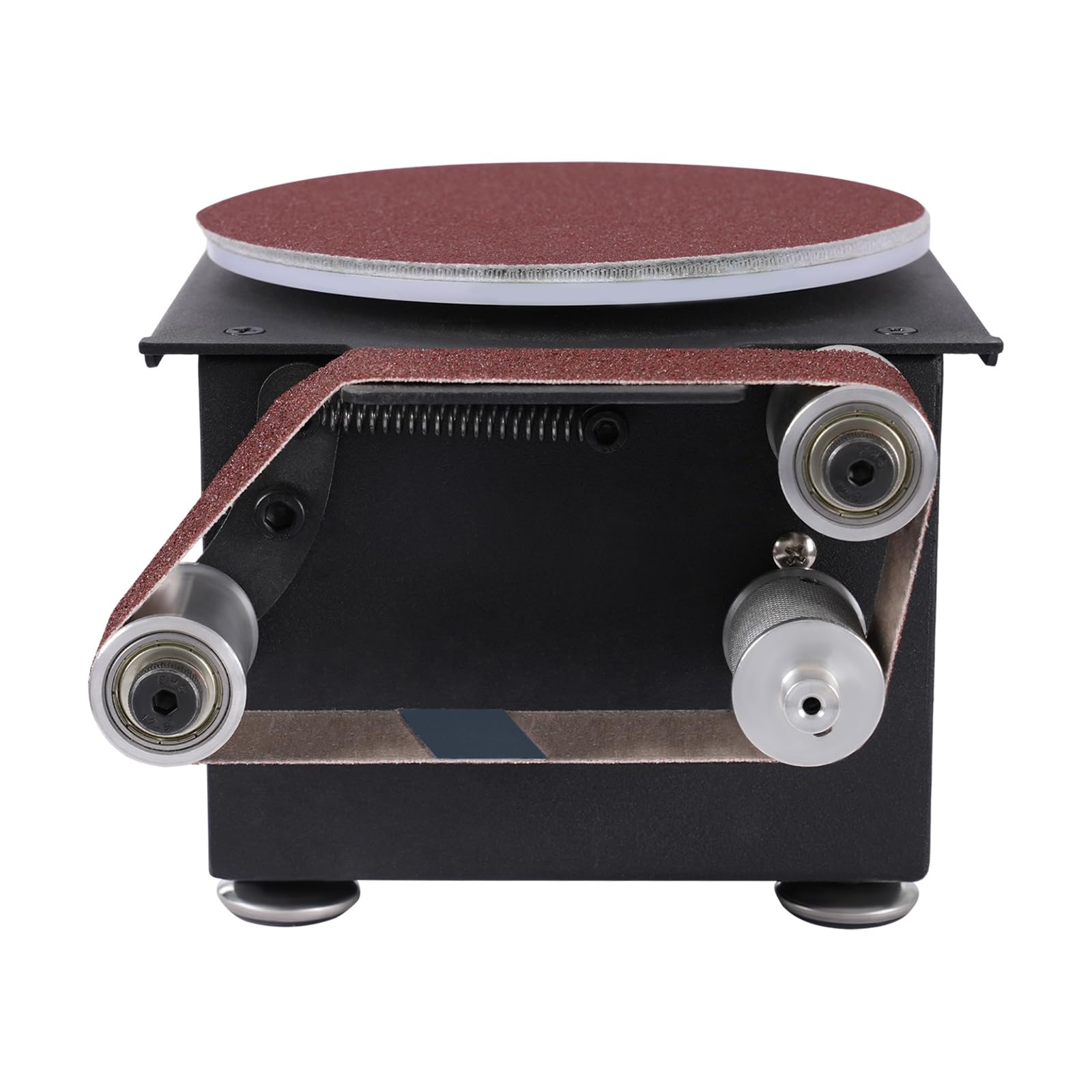 Mini banda y lijadora de disco 3 en 1, 100 W, 7 velocidades variables, afilador de bordes eléctrico, disco de lijado de 150 mm, cinturón de arena, 30 x 380 mm, lijadora de husillo para acero