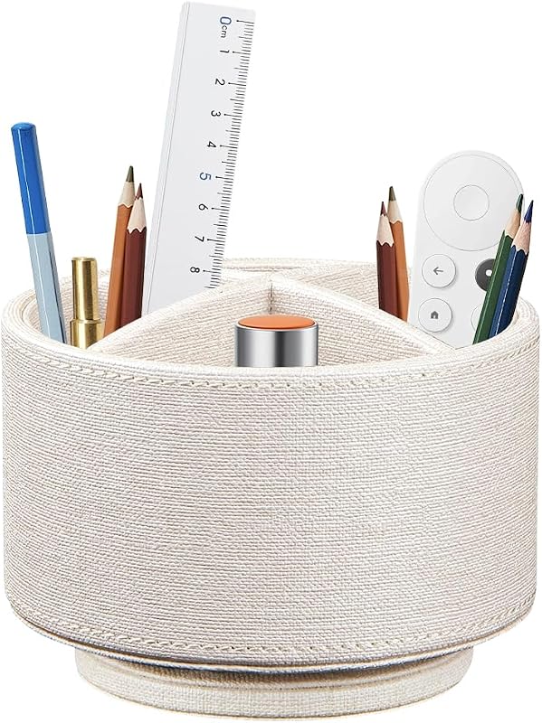 Organizador de mesa Fanousy com 4 compartimentos e rotação de 360° — Bege, 1 unidade