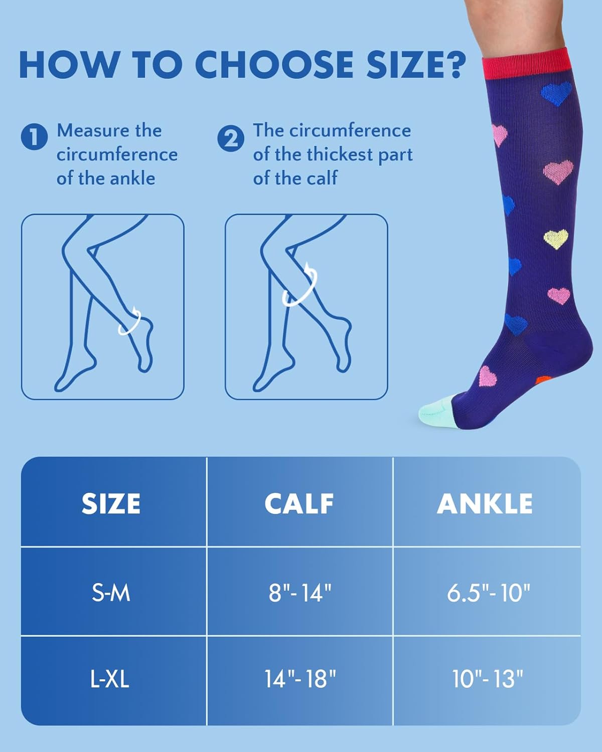 2Packs Compression Socks for Women - 15-20 mmHg Graduated Circulation Support for Nurses, Athletes and Travel