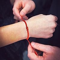 Vista 3 de Pulseras tibetanas hechas a mano con cuerda roja para él y ella, pulsera de la amistad, pulsera de la amistad, hilo negro y rojo para protección