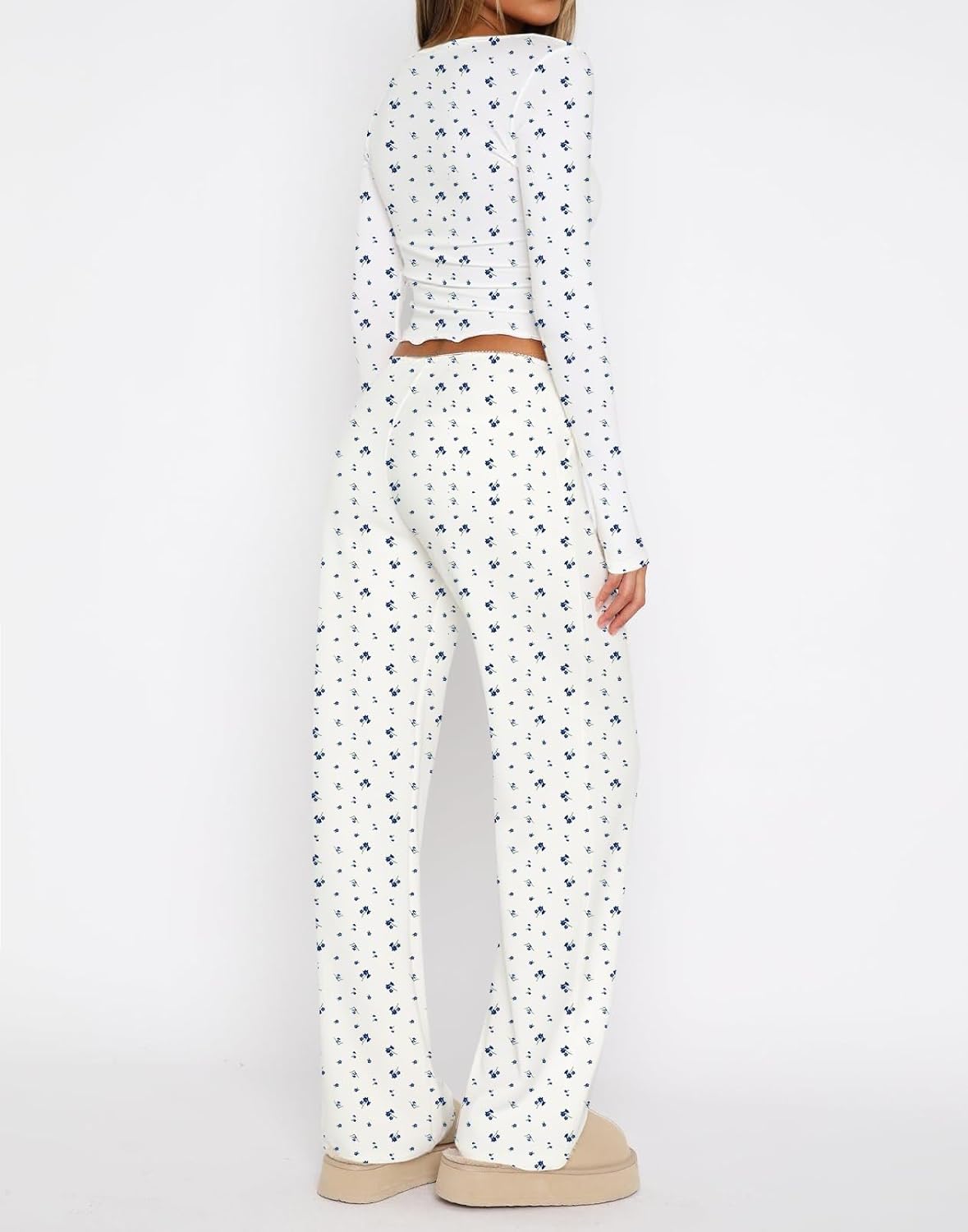 Lacozy Womens Fall Pajama Sets 2 Piece Cute Graphic Pj Set Woman Long Sleeve Top and Pants Y2K Sleepwear Nightwear - Image 3