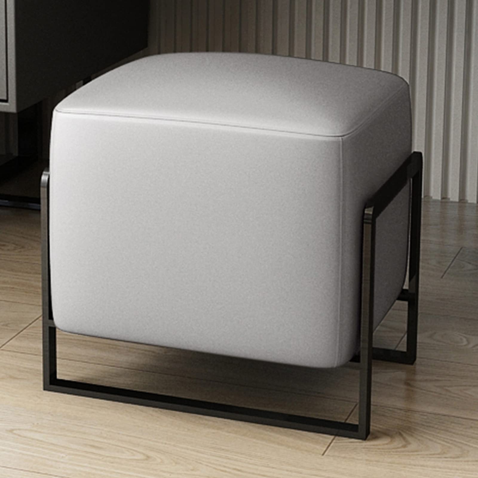 Tabourets repose-pieds carrés en cuir PU et métal pour salon industriel