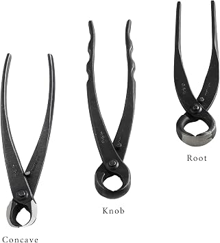 Wazakura Made in Japan 5 PCS Bonsai Cutter Tools Set with Roll Bag: Concave Branch Cutter, Knob Cutter, Jin Plier, Wire Cutter, Root Cutter. Bonsai Tool Kit - 5PCS Bonsai Cutter Set with Case